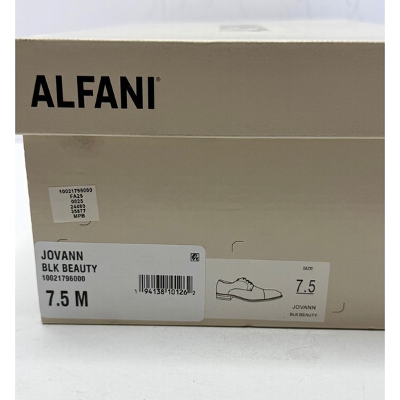 Alfani Men\'s Jovann Genuine Leather Lace Up Dress Shoes Black Size 7.5M NWT/BOX